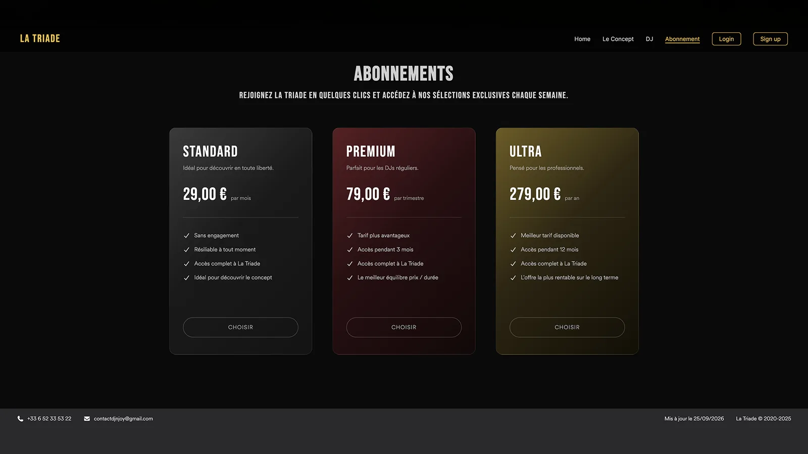 La Triade — Abonnements